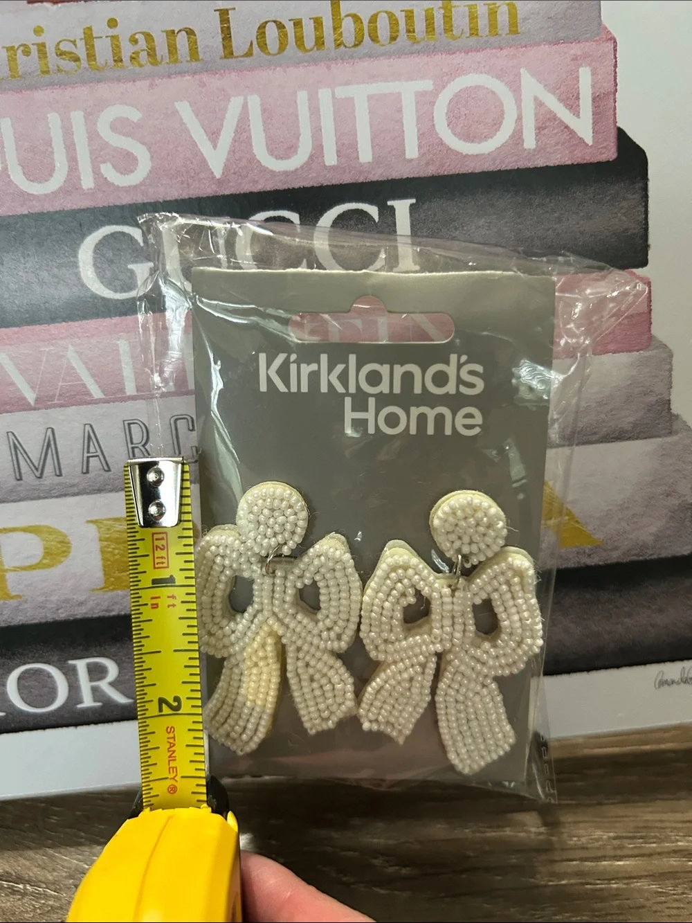 Ivory Beaded Bow Drop Earrings